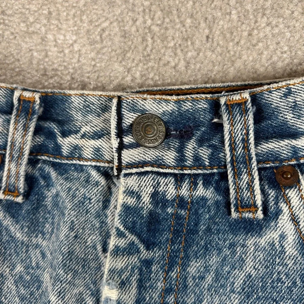 Vintage 80s 97505 Levi's Denim Skirt Womens 7 Blue Acid Wash High Waist USA Rare